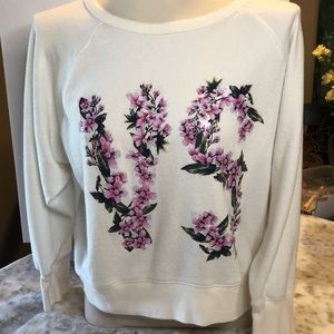 Victoria’s Secret Sweatshirt. Loose-cropped -floral logo- cream-crew neckline.